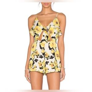 J.O.A. Yellow Floral Romper Sz L